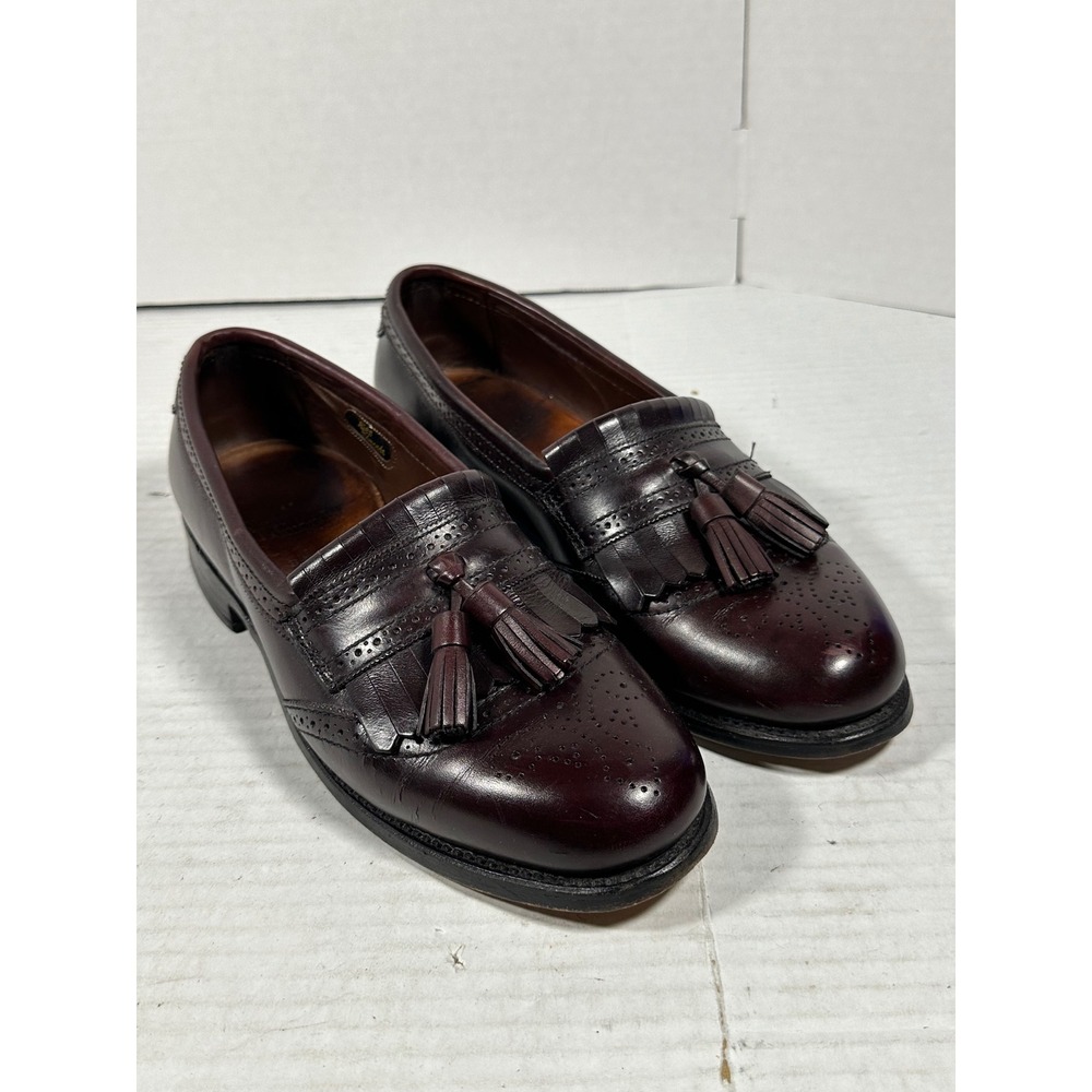 Allen Edmonds Bridgeton Mens 8 C Burgundy Leather Tassel Kiltie Loafers 5079 USA